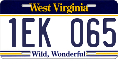 WV license plate 1EK065