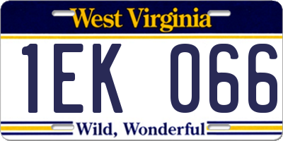 WV license plate 1EK066