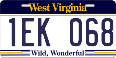 WV license plate 1EK068