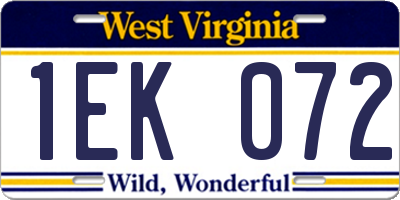 WV license plate 1EK072