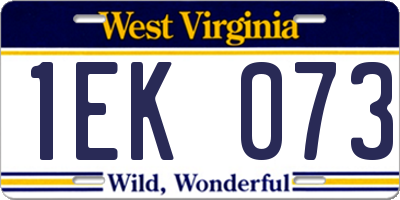 WV license plate 1EK073
