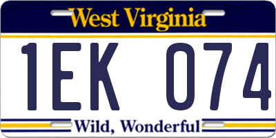 WV license plate 1EK074