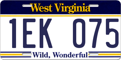 WV license plate 1EK075