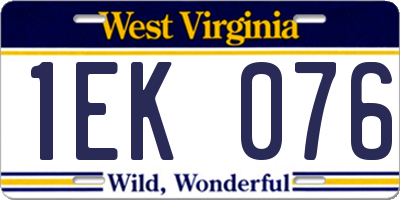 WV license plate 1EK076