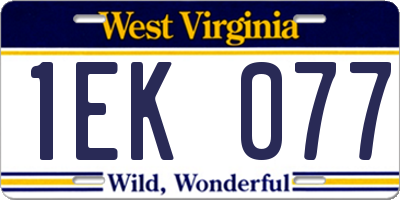 WV license plate 1EK077