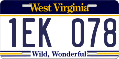 WV license plate 1EK078