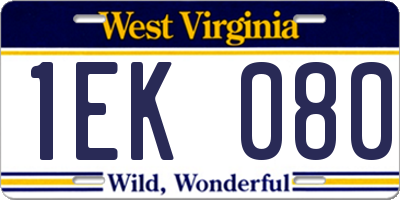 WV license plate 1EK080