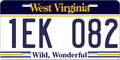 WV license plate 1EK082