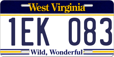 WV license plate 1EK083