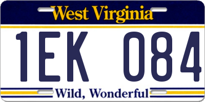 WV license plate 1EK084