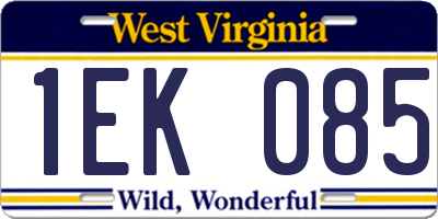 WV license plate 1EK085