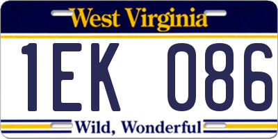 WV license plate 1EK086