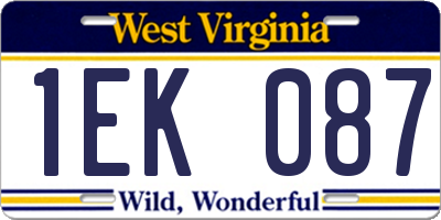 WV license plate 1EK087