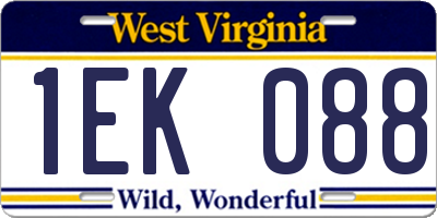 WV license plate 1EK088
