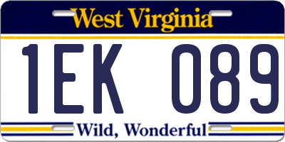 WV license plate 1EK089