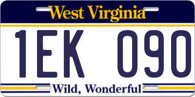 WV license plate 1EK090