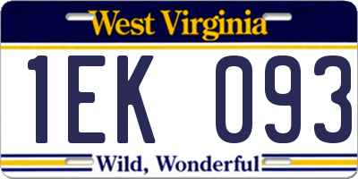 WV license plate 1EK093
