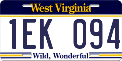 WV license plate 1EK094