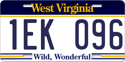WV license plate 1EK096
