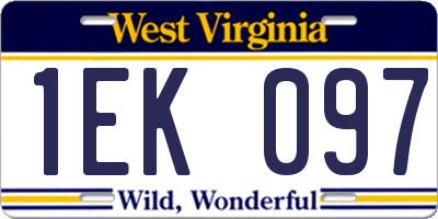 WV license plate 1EK097