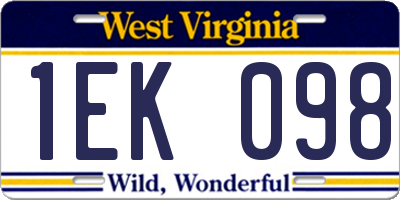 WV license plate 1EK098