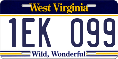 WV license plate 1EK099