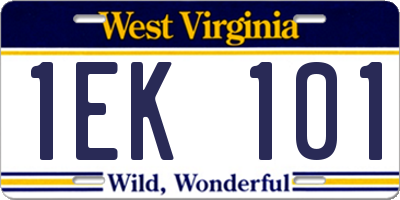 WV license plate 1EK101