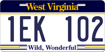 WV license plate 1EK102