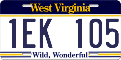 WV license plate 1EK105