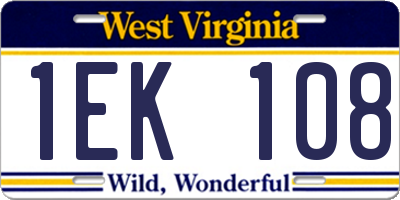 WV license plate 1EK108