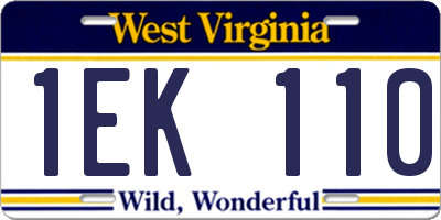 WV license plate 1EK110