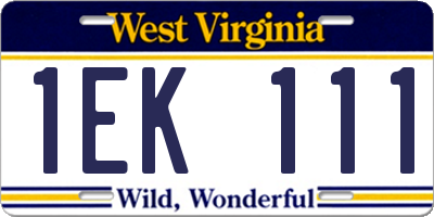 WV license plate 1EK111
