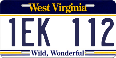 WV license plate 1EK112