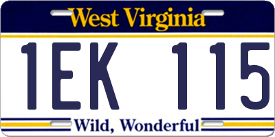 WV license plate 1EK115