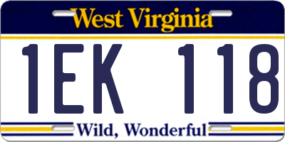 WV license plate 1EK118