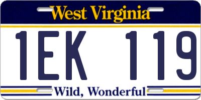 WV license plate 1EK119