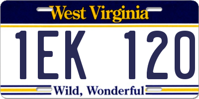 WV license plate 1EK120
