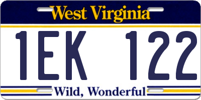 WV license plate 1EK122