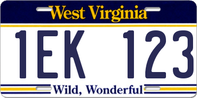 WV license plate 1EK123
