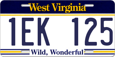 WV license plate 1EK125