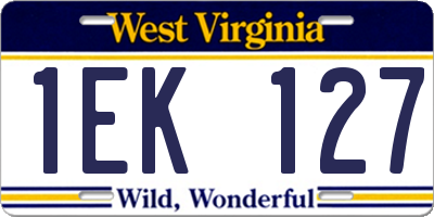WV license plate 1EK127
