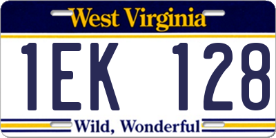 WV license plate 1EK128