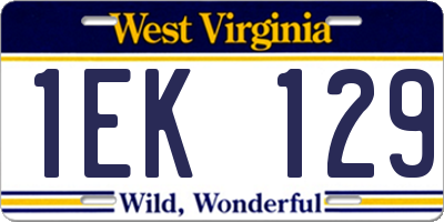 WV license plate 1EK129