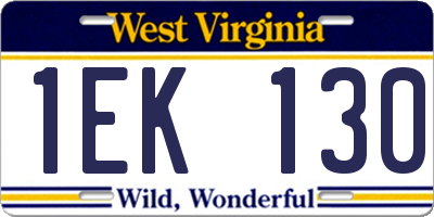 WV license plate 1EK130