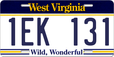 WV license plate 1EK131