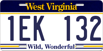 WV license plate 1EK132