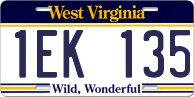 WV license plate 1EK135