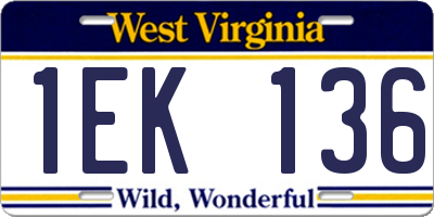 WV license plate 1EK136