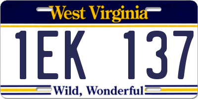 WV license plate 1EK137