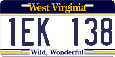 WV license plate 1EK138